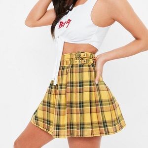 Madison Beer x Missguided Yellow Plaid Skirt